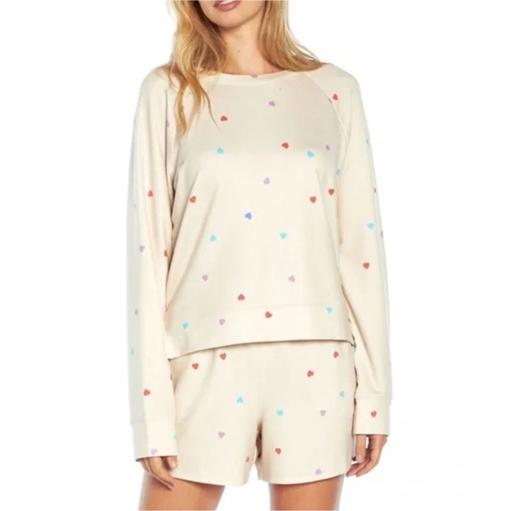 NWT! Wildfox Cream Polka Dot Long Sleeve Top & Shorts Pajama Set, size M - Picture 3 of 6
